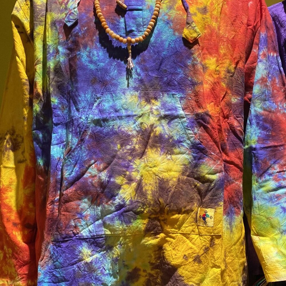 Cotton Baja Hoodie With Pocket - Tie Dye (Multicolor)